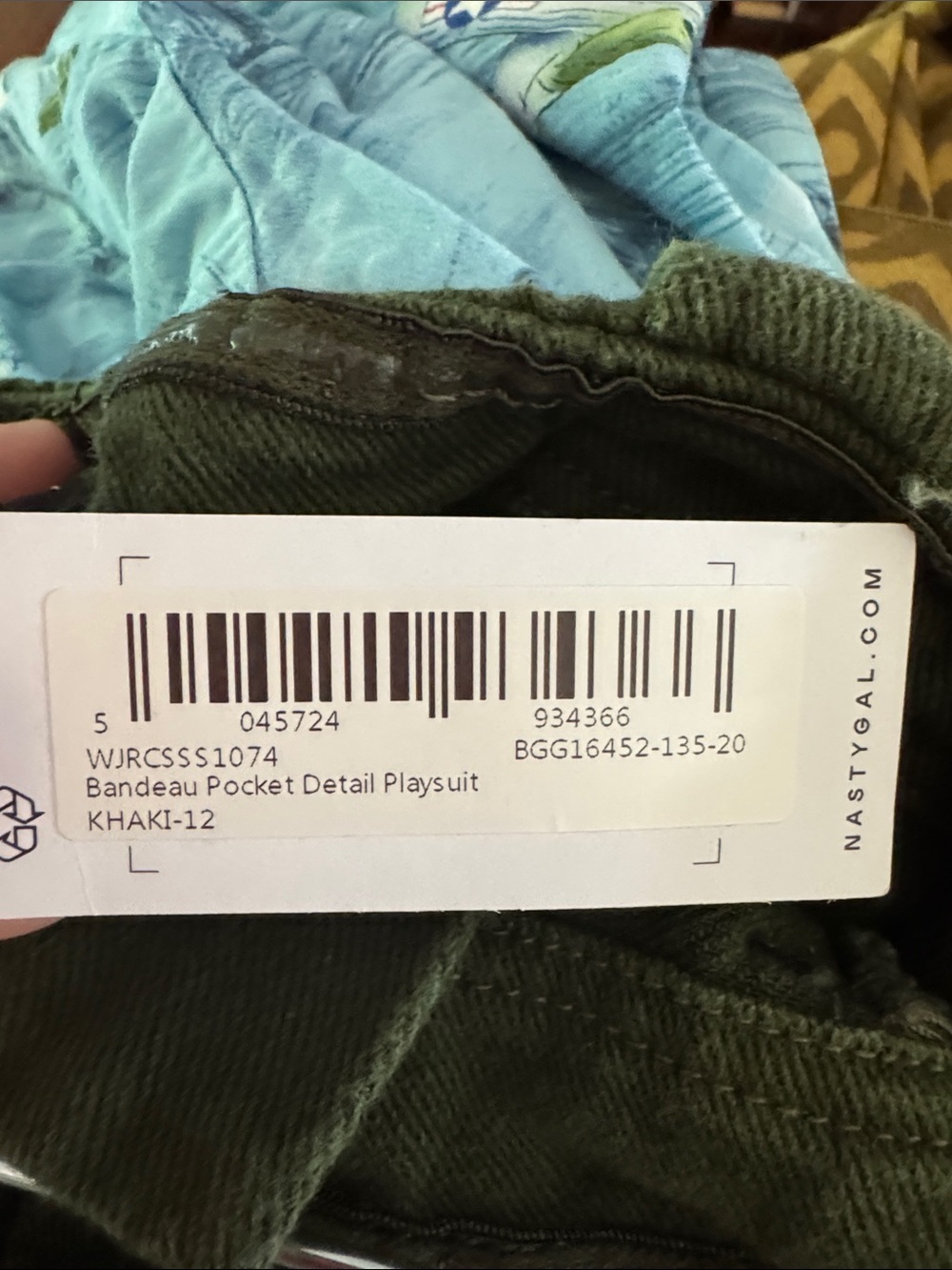 Nasty Gal Grunge Olive Green Strapless Cargo Romper - Picture 3 of 4